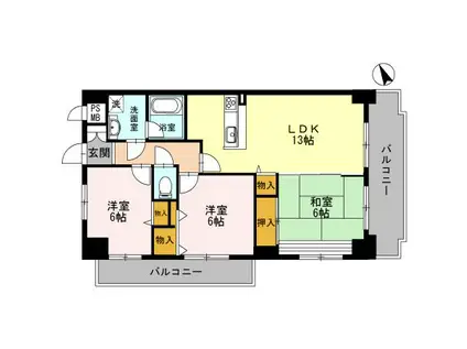 エール豊岡(3LDK/10階)の間取り写真