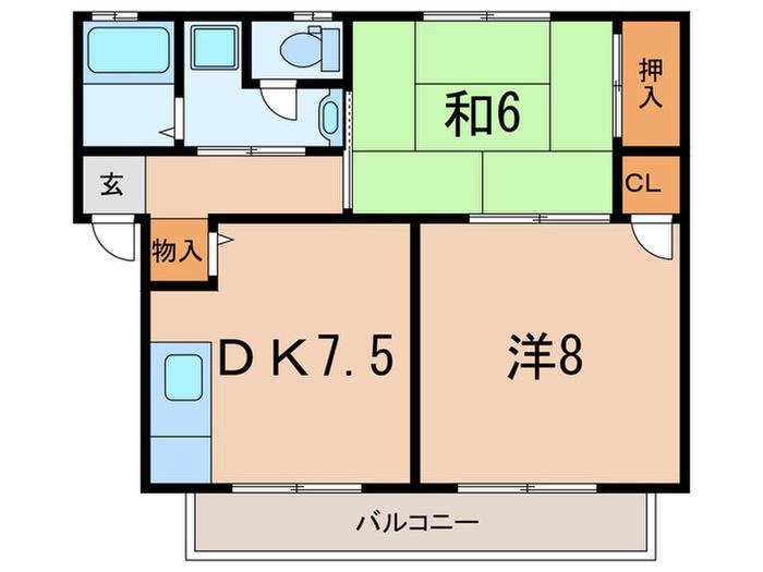 三浦ハイツ(2DK/2階)の間取り写真