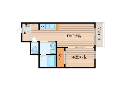 アクトI(1LDK/1階)の間取り写真