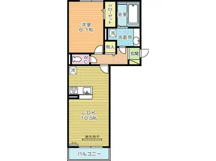 POLONIA KOKURA-KITA(1LDK/3階)の間取り写真