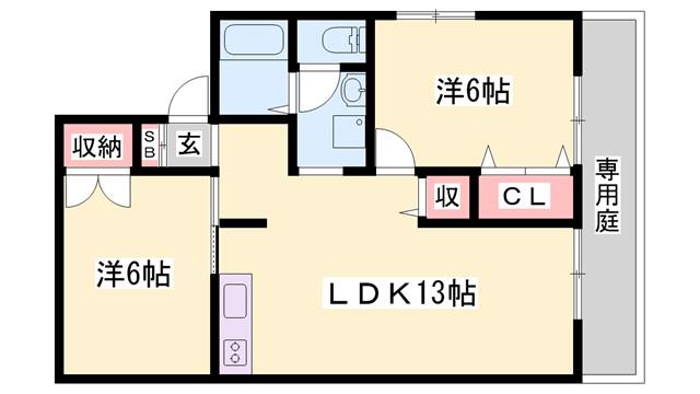 セジュール・プリニエ A棟(2LDK/1階)の間取り写真