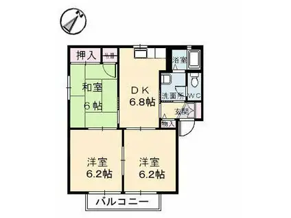 サンフォーレス A棟(3DK/2階)の間取り写真