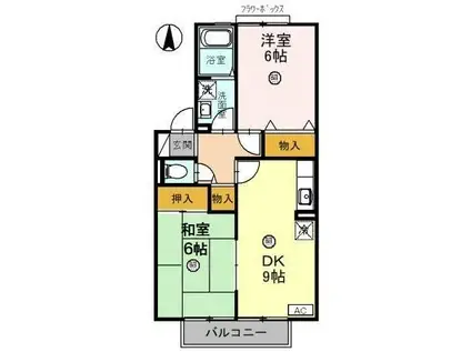 コーポラスITOII B棟(2DK/2階)の間取り写真