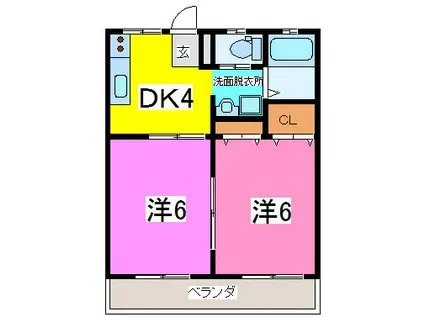 メゾンWEED(2DK/2階)の間取り写真