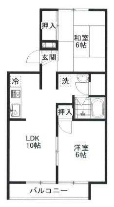 ヴィラ新宅(2LDK/1階)の間取り写真