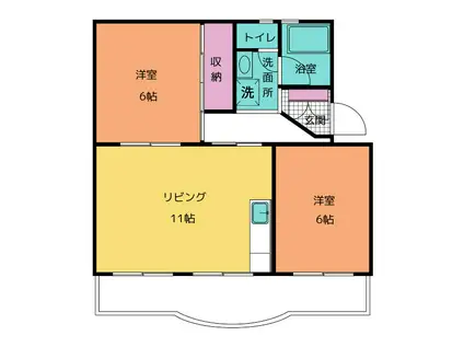 坪内ハイツ(2LDK/1階)の間取り写真
