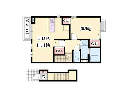 パッソ神田III(1LDK/2階)の間取り写真