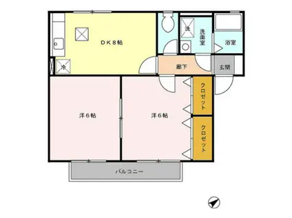 CRESENT TSUBAME A(2DK/1階)の間取り写真