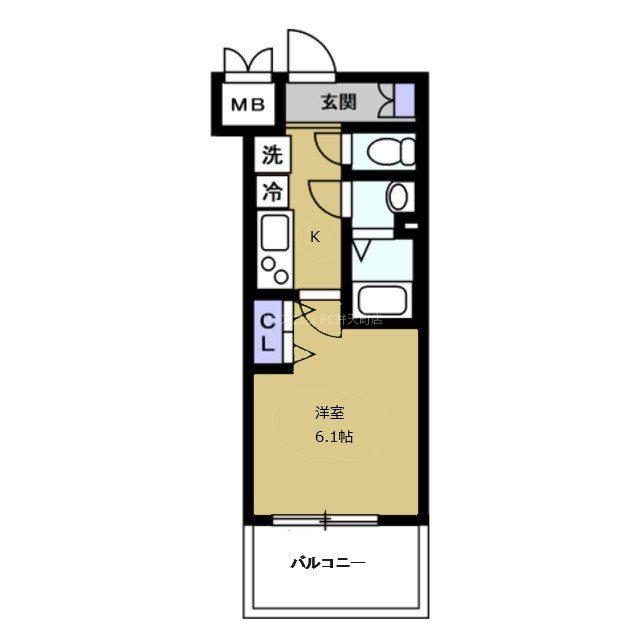 VITA弁天町(1K/10階)の間取り写真