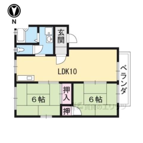 メイプル岩倉(2LDK/2階)の間取り写真