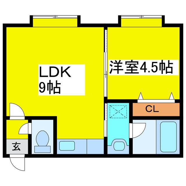 メゾンド・リョウ(1LDK/3階)の間取り写真
