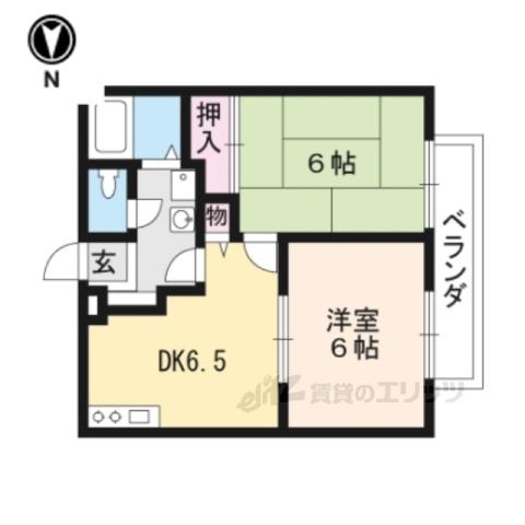 ウィンディアコリーヌ A棟(2DK/2階)の間取り写真