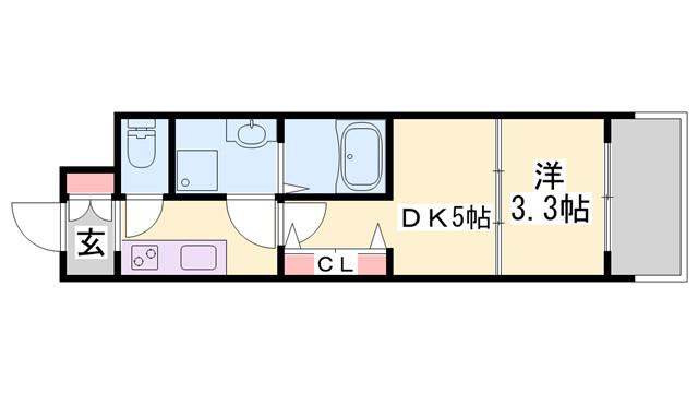 アルティザ姫路(1DK/12階)の間取り写真