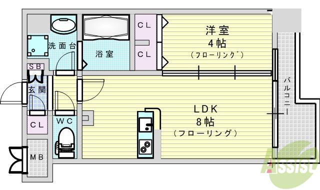 アーバネックス新大阪(1LDK/5階)の間取り写真