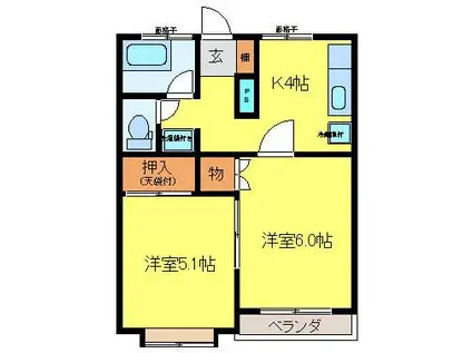 ベルマーレ(2K/1階)の間取り写真