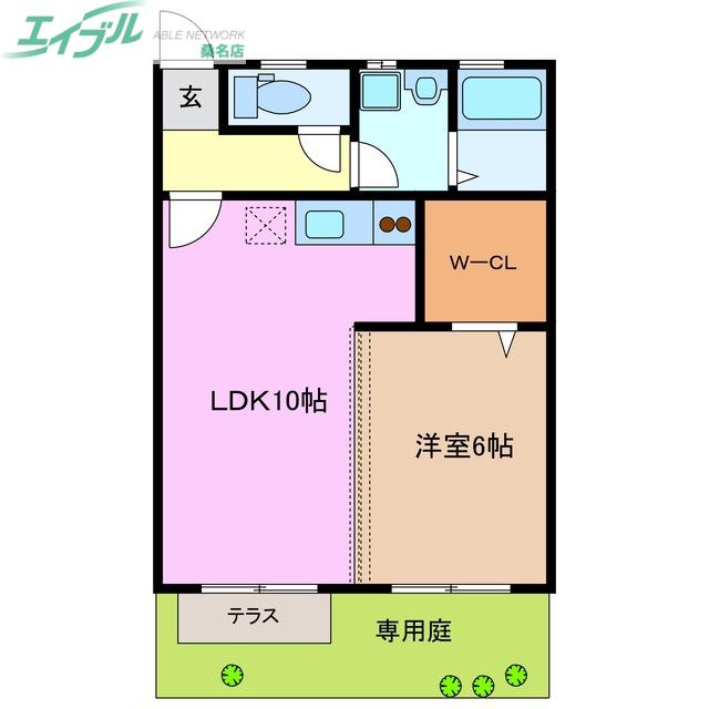 パインヒルズ(1LDK/1階)の間取り写真