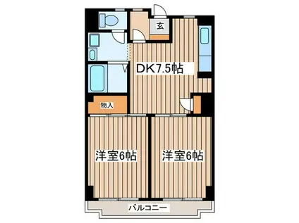 サンビーチ美松(2DK/1階)の間取り写真