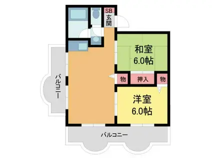 甲子園ローズハイツ(2LDK/4階)の間取り写真
