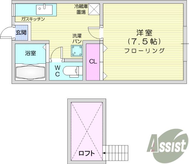ロイヤルメゾンC(1K/2階)の間取り写真
