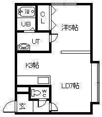 リチネス東光(1LDK/2階)の間取り写真