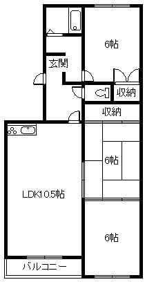 マツヨシハイツ(3LDK/3階)の間取り写真