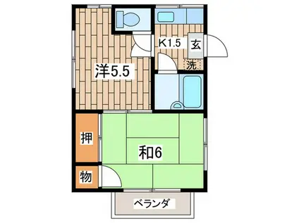 コーポ大橋(2K/2階)の間取り写真