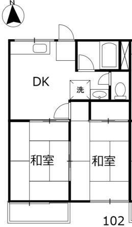 グリーンハイツ(2DK/1階)の間取り写真