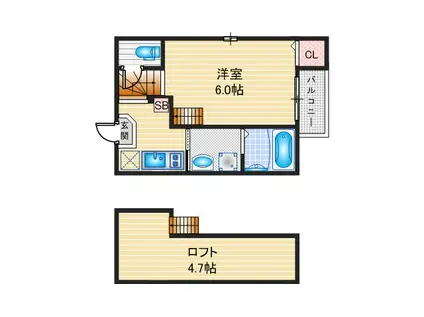 ハーモニーテラス中村中町II(1SK/1階)の間取り写真