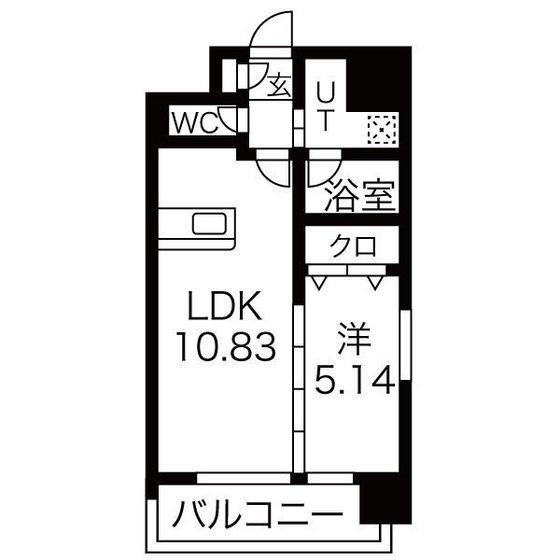 セントフィールド榴ヶ岡アネックス(1LDK/8階)の間取り写真