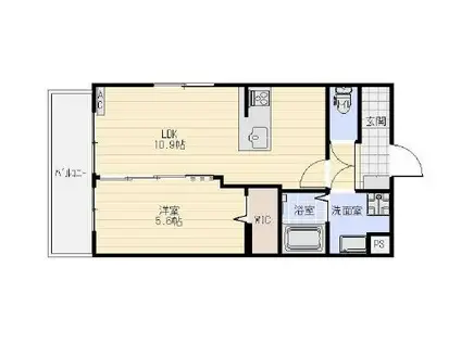 ベレッツァ神田町I(1LDK/2階)の間取り写真