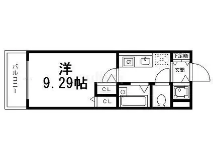 べレヴュー鴨川(1K/3階)の間取り写真
