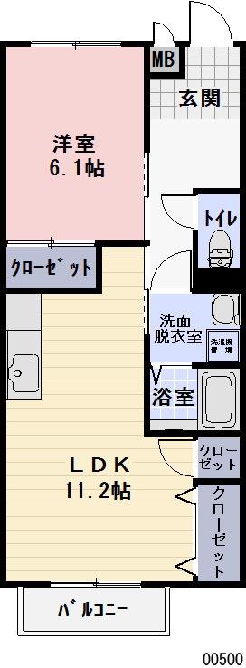 クレアいもじや(1LDK/1階)の間取り写真
