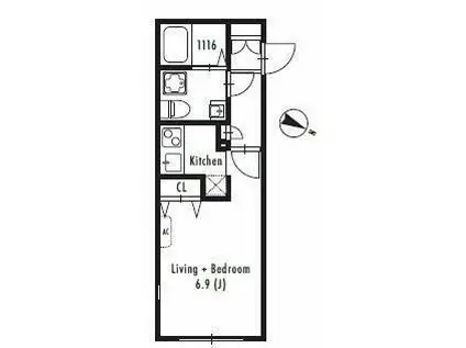 グランパセオ代々木(ワンルーム/2階)の間取り写真