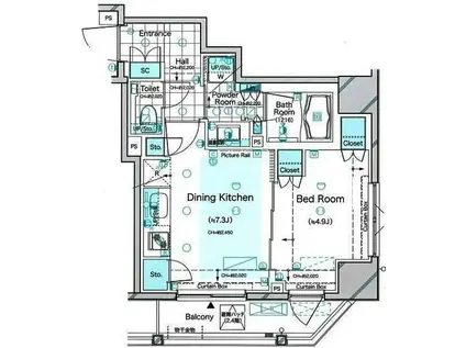 ドゥーエ三田(1DK/3階)の間取り写真