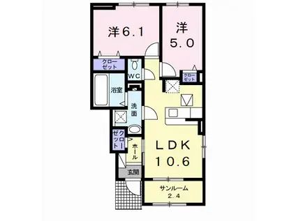 ボスカート K.III(2LDK/1階)の間取り写真