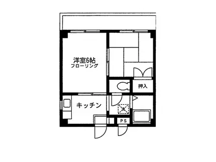 サンケイハイツ(2K/4階)の間取り写真