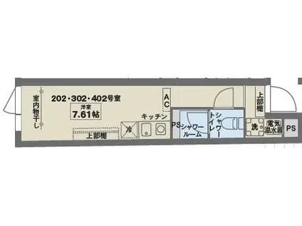 COCOFLAT赤堤(ワンルーム/4階)の間取り写真