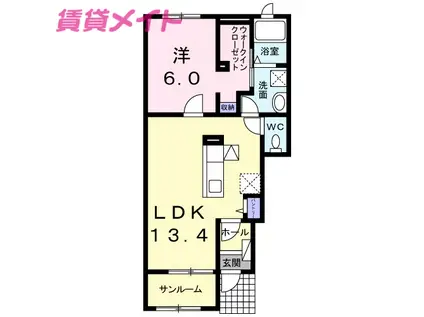 ランドマーク88 B棟(1LDK/1階)の間取り写真