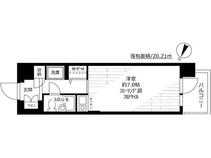日神パレステージ伊勢佐木南(ワンルーム/5階)の間取り写真