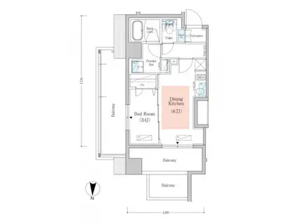 アーバネックス南品川II(1DK/6階)の間取り写真