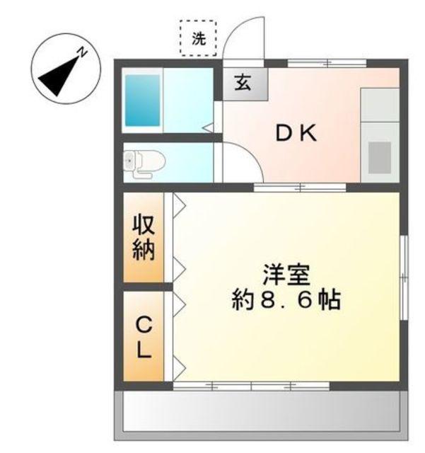 久保田アパート(1DK/2階)の間取り写真