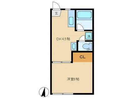 カブラハイツII(1DK/1階)の間取り写真