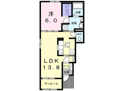 プラシード カーサ X(1LDK/1階)の間取り写真