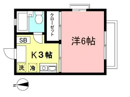 パークサイドテラス(1K/2階)の間取り写真