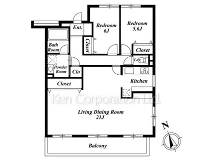 駒場レジデンス(2LDK/3階)の間取り写真