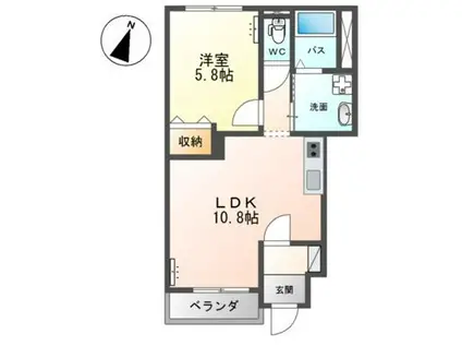 ヴィラ・コンフォールII(1LDK/1階)の間取り写真