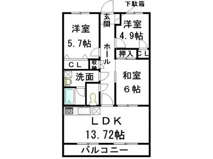 プリマベーラⅢ(3LDK/1階)の間取り写真