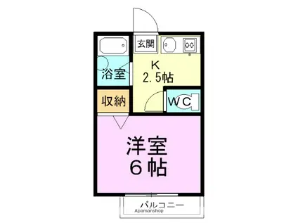 ヴィラクレスト(1K/2階)の間取り写真