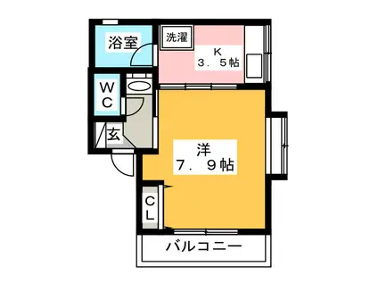 グリーンハイツ(1K/2階)の間取り写真