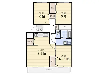 MESSAGE桜橋 南棟(3LDK/4階)の間取り写真